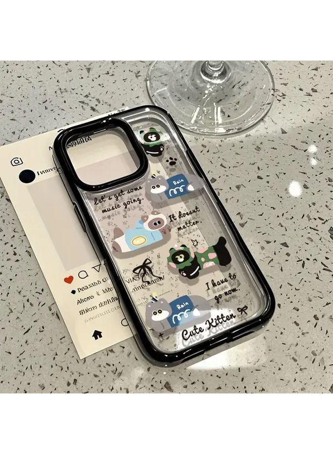 iPhone 12 غطاء واقي شاشة كامل شفاف مع حافة سوداء مضاد للسقوط - Image 2